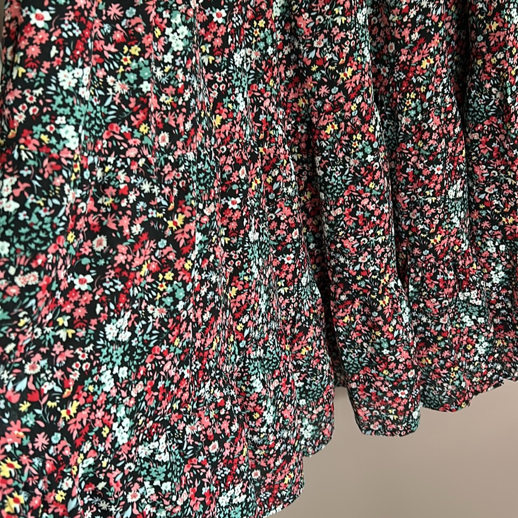 Nwt Love, Olive Co Floral Trapeze Tiered Midi Dress Floral Long Sleeve Size Xl — image 6 of 8